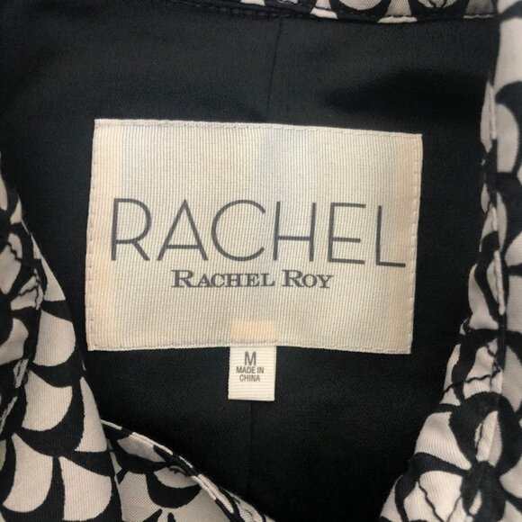 RACHEL Rachel Roy Trench Coat. Black/Taupe Geometric Print. Size M - Picture 8 of 14